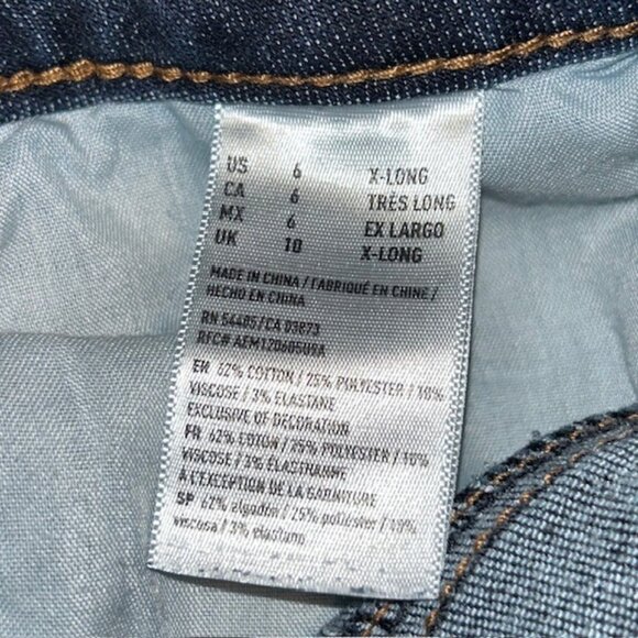 American Eagle Jeans Womens 6 X-Long Blue Denim Super Stretch Hi-Rise Jegging - Picture 5 of 7
